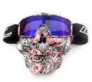 GOGGLES IRON RACING IR-800/106 MASCARA DIABLO ARMADO LENTE AZUL VISOR CARETA