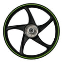 RIN TRASERO COMPLETO P/ AT 110RT XT 110RT II COLOR NEGRO VERDE 1.60X17