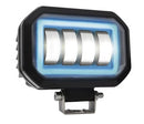 FARO AUXILIAR LED CON LUPA CUADRADO 4 LED OJO DE ANGEL FIJA Y ESTROBO (BLANCO-AZUL)
