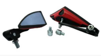 ESPEJO DECORATIVO IRON RACING TRIANGULO COLOR NEGRO/ROJO