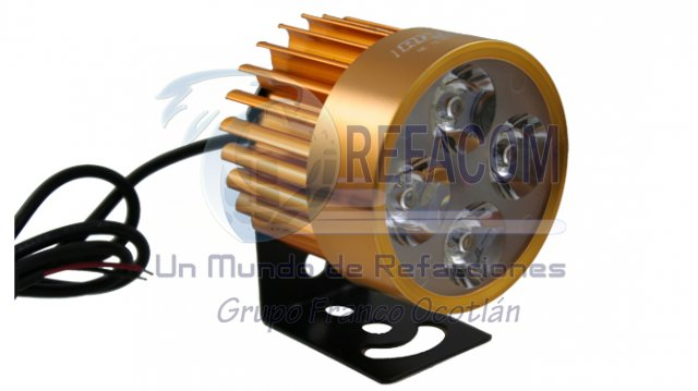 FARO AUXILIAR REDONDO 4 HYPER LEDS COLOR DORADO 4W 8-80V
