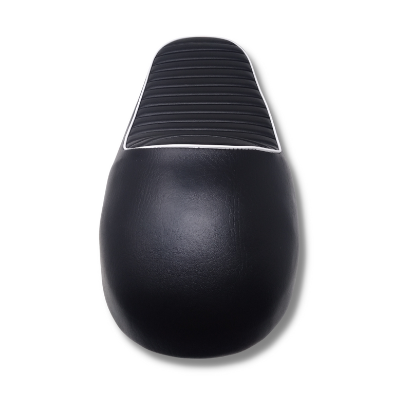 ASIENTO UNIVERSAL CAFE RACER BORDE BLANCO IR-501 COLOR NEGRO