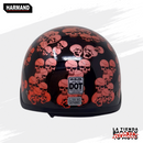 CASCO CACHUCHA MASUDA MSD-150 TIPO CHOPPER CALAVERAS NEGRO BRILLO